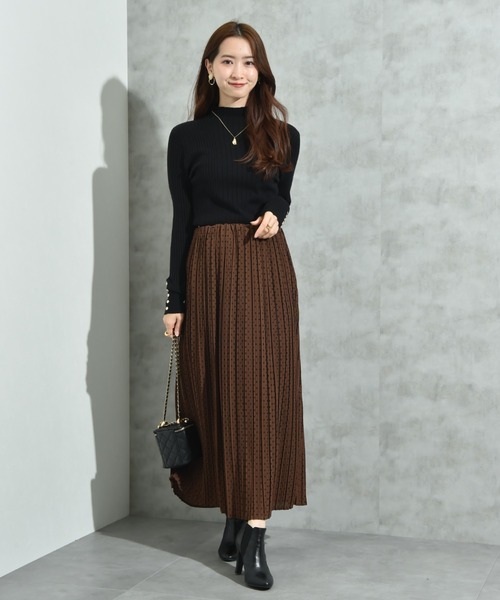 INTERPLANET（インタープラネット）の「シアーマンスドットプリーツナロースカート（スカート・レディース・ブラック/ブラウン・FREE）」の22枚目の写真