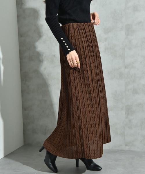 INTERPLANET（インタープラネット）の「シアーマンスドットプリーツナロースカート（スカート・レディース・ブラック/ブラウン・FREE）」の6枚目の写真