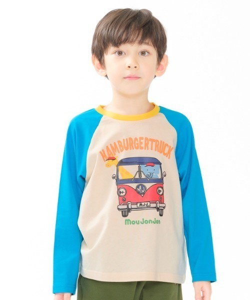 Moujonjon（ムージョンジョン）の「プリントラグランＴシャツ（Tシャツ/カットソー・キッズ・ターコイズブルー/レッド・100/90/80/110/120/130）」の2枚目の写真