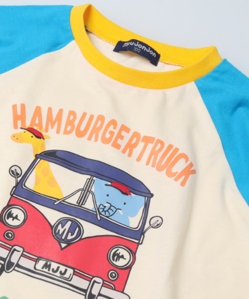 Moujonjon（ムージョンジョン）の「プリントラグランＴシャツ（Tシャツ/カットソー・キッズ・ターコイズブルー/レッド・100/90/80/110/120/130）」の5枚目の写真