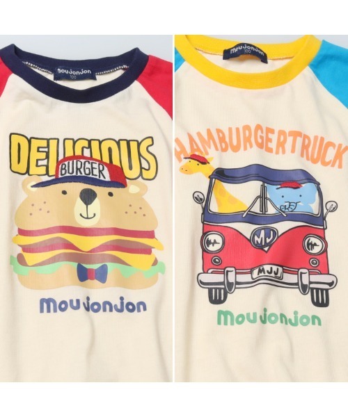 Moujonjon（ムージョンジョン）の「プリントラグランＴシャツ（Tシャツ/カットソー・キッズ・ターコイズブルー/レッド・100/90/80/110/120/130）」の7枚目の写真