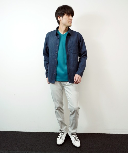 HIDEAWAYS NICOLE(ハイダウェイニコル)の「ウールライクショートレギュラーカラーシャツ(シャツ/ブラウス・メンズ・モカ/ブラック/ライトグレー/ネイビー・MEDIUM/X-LARGE/LARGE)」の19枚目の写真