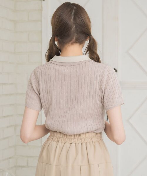 ems excite（エムズエキサイト）の「2枚襟ケーブルNTPO（ニット/セーター・レディース・ダークブルー/ナチュラル/ピンク/ブルー・FREE）」の16枚目の写真