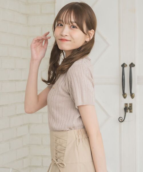 ems excite（エムズエキサイト）の「2枚襟ケーブルNTPO（ニット/セーター・レディース・ダークブルー/ナチュラル/ピンク/ブルー・FREE）」の17枚目の写真