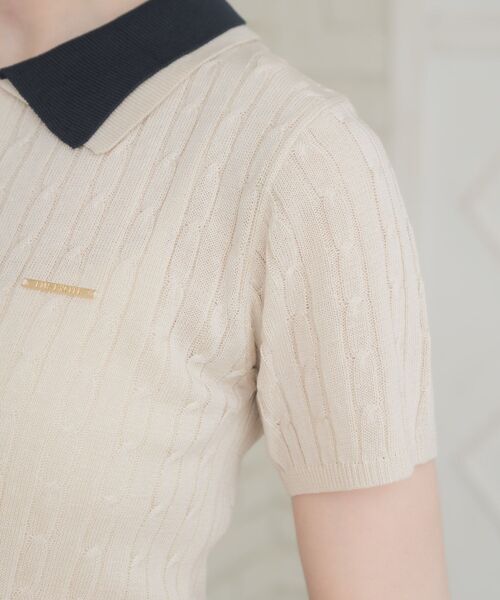 ems excite（エムズエキサイト）の「2枚襟ケーブルNTPO（ニット/セーター・レディース・ダークブルー/ナチュラル/ピンク/ブルー・FREE）」の20枚目の写真