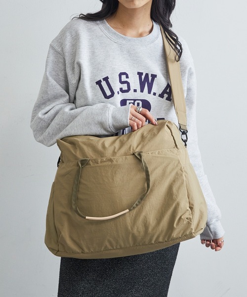 EARTH MADE(アースメイド)の「【EARTH MADE】11POCKET INSIDE PRINT BOSTON BAG(ボストンバッグ・レディース・ブラック/チャコールグレー/ベージュ/ネイビー/ブラウン・FREE)」の4枚目の写真