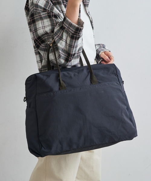 EARTH MADE(アースメイド)の「【EARTH MADE】11POCKET INSIDE PRINT BOSTON BAG(ボストンバッグ・レディース・ブラック/チャコールグレー/ベージュ/ネイビー/ブラウン・FREE)」の9枚目の写真