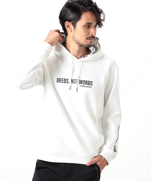 NICOLE CLUB FOR MEN(ニコルクラブフォーメン)の「【NICOLE SPORTS】ロゴプリントパーカ(パーカー・メンズ・オフホワイト/ブラック/ターコイズブルー/その他・MEDIUM/LARGE/X-LARGE)」の2枚目の写真