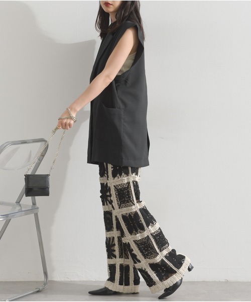 OandI(オーアンドアイ)の「ブロッククロシェニットパンツ(その他パンツ・レディース・アイボリー/ブラック・FREE)」の20枚目の写真