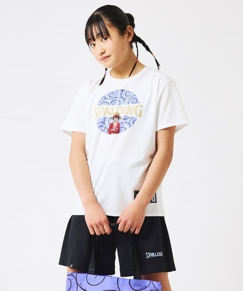 SPALDING(スポルディング)の「【SPALDING/スポルディング】ジュニア Tシャツ ONE PIECE ゴムゴムの実 ボールプリント/吸水速乾機能・UVカット機能・アニメ半袖Tシャツ(Tシャツ/カットソー・キッズ・ホワイト/ブラック・150)」の5枚目の写真