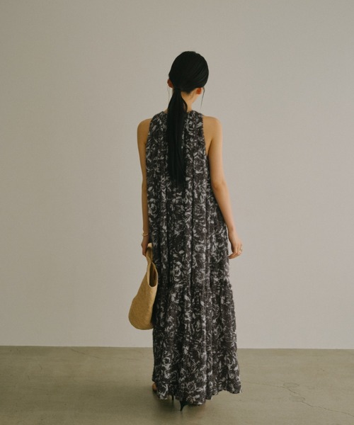 カットジャカードニュアンスプリントワンピース（ワンピース）｜anuans