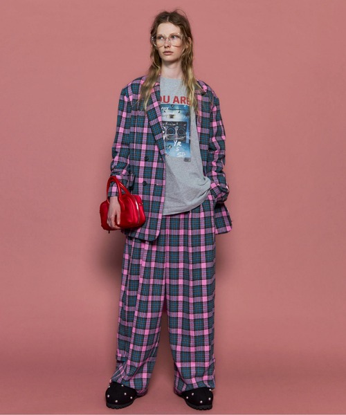 Loop Yarn Plaid Two-tuck Pants/ループチェック2タックパンツ