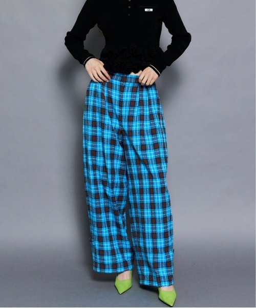 Loop Yarn Plaid Two-tuck Pants/ループチェック2タックパンツ