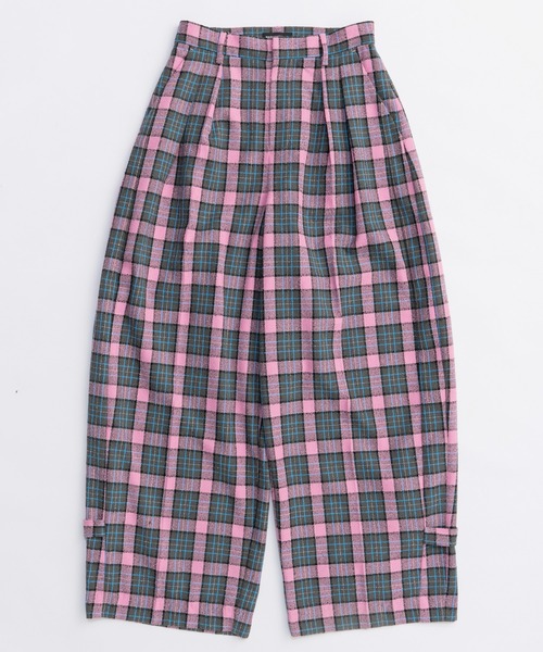 セール】Loop Yarn Plaid Two-tuck Pants/ループチェック2タックパンツ