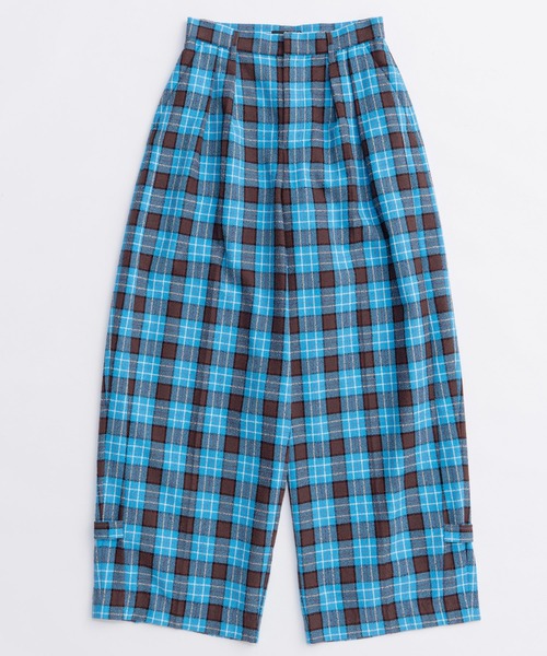 セール】Loop Yarn Plaid Two-tuck Pants/ループチェック2タックパンツ