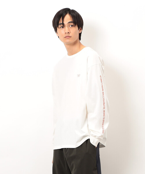 Purple&Yellow（パープルアンドイエロー）の「袖＆バックプリント 長袖Ｔシャツ（Tシャツ/カットソー・メンズ・オレンジ/ホワイト/マルチ・SMALL/MEDIUM/LARGE）」の2枚目の写真