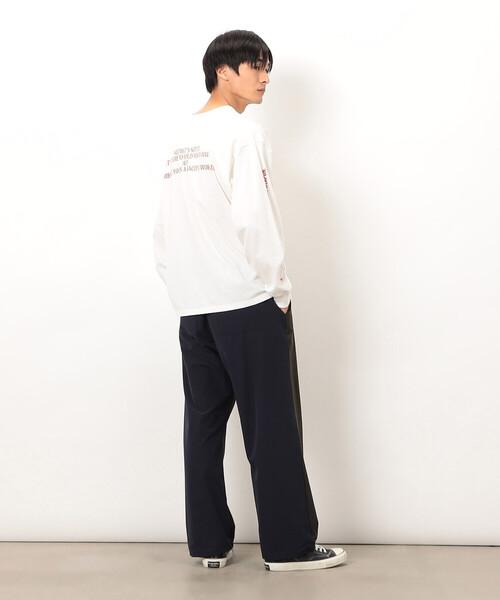 Purple&Yellow（パープルアンドイエロー）の「袖＆バックプリント 長袖Ｔシャツ（Tシャツ/カットソー・メンズ・オレンジ/ホワイト/マルチ・SMALL/MEDIUM/LARGE）」の7枚目の写真