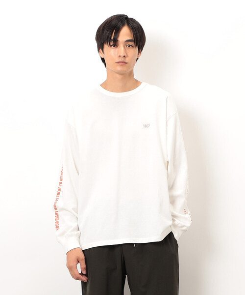 Purple&Yellow（パープルアンドイエロー）の「袖＆バックプリント 長袖Ｔシャツ（Tシャツ/カットソー・メンズ・オレンジ/ホワイト/マルチ・SMALL/MEDIUM/LARGE）」の12枚目の写真