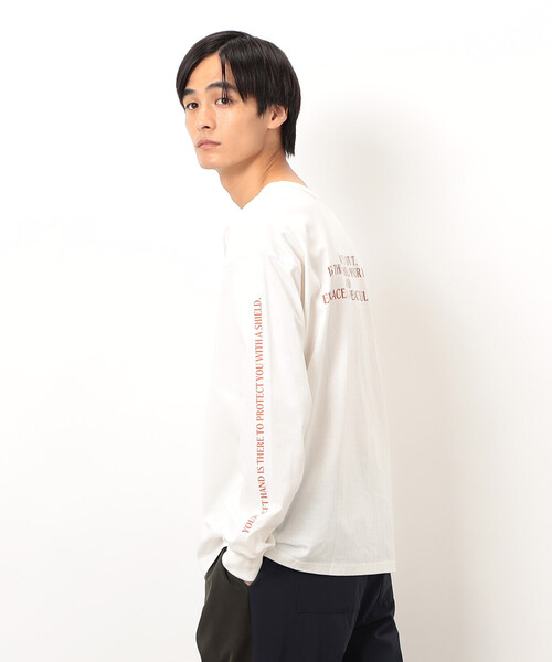 Purple&Yellow（パープルアンドイエロー）の「袖＆バックプリント 長袖Ｔシャツ（Tシャツ/カットソー・メンズ・オレンジ/ホワイト/マルチ・SMALL/MEDIUM/LARGE）」の11枚目の写真