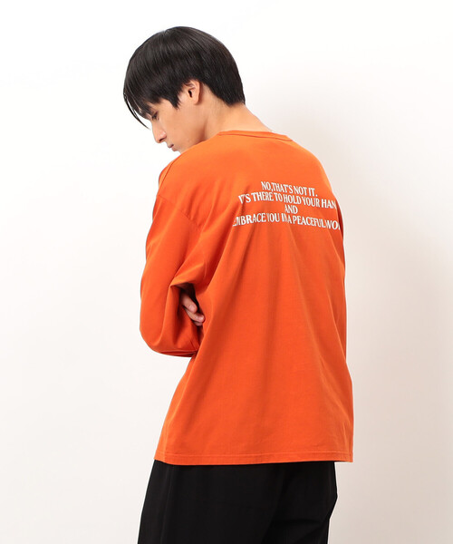Purple&Yellow（パープルアンドイエロー）の「袖＆バックプリント 長袖Ｔシャツ（Tシャツ/カットソー・メンズ・オレンジ/ホワイト/マルチ・SMALL/MEDIUM/LARGE）」の22枚目の写真