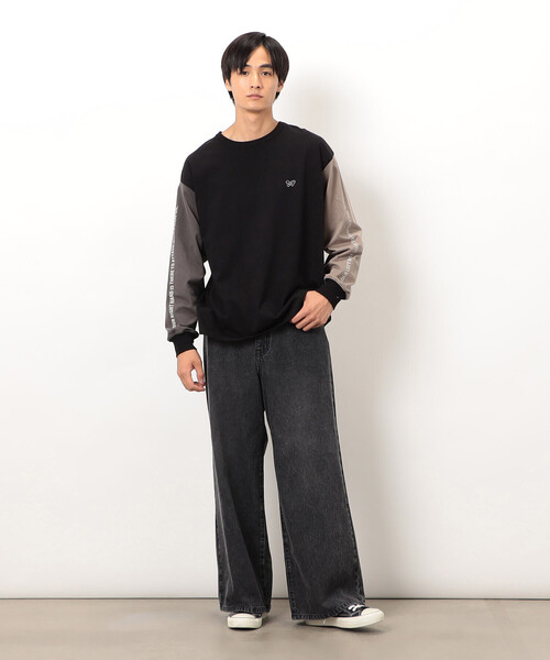 Purple&Yellow（パープルアンドイエロー）の「袖＆バックプリント 長袖Ｔシャツ（Tシャツ/カットソー・メンズ・オレンジ/ホワイト/マルチ・SMALL/MEDIUM/LARGE）」の8枚目の写真