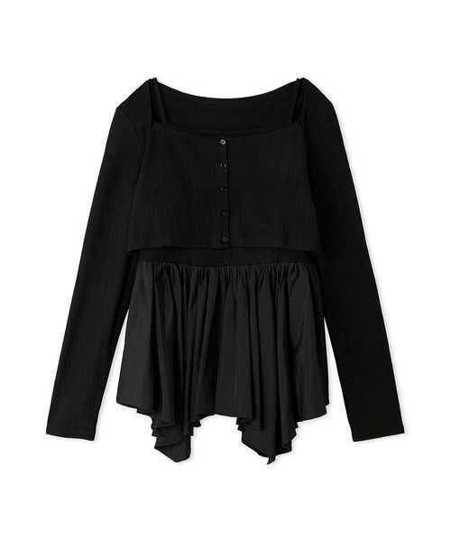 LILY BROWN(リリーブラウン)の「カーデセットペプラムトップス(Tシャツ/カットソー・レディース・ブルー/ホワイト/ブラック・F)」の3枚目の写真