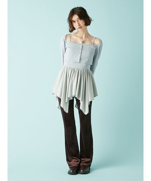 LILY BROWN(リリーブラウン)の「カーデセットペプラムトップス(Tシャツ/カットソー・レディース・ブルー/ホワイト/ブラック・F)」の14枚目の写真