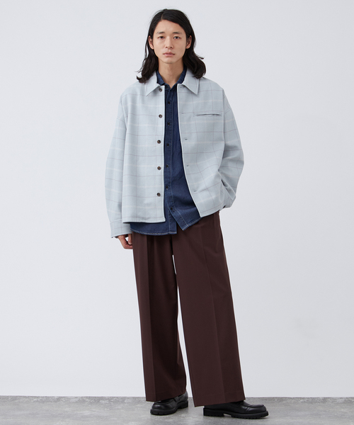 B.C STOCK(ベーセーストック)の「【Deux Allures/ドゥ アリュール】チェックボンディングシャツブルゾン(ブルゾン・メンズ・ブルー/チャコールグレー・FREE)」の7枚目の写真