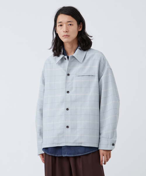 B.C STOCK(ベーセーストック)の「【Deux Allures/ドゥ アリュール】チェックボンディングシャツブルゾン(ブルゾン・メンズ・ブルー/チャコールグレー・FREE)」の8枚目の写真