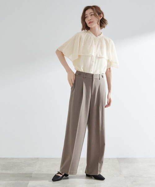 grove（グローブ）の「透け感と刺繍で魅せる　ペイズリー刺繍ケープブラウス（シャツ/ブラウス・レディース・アイボリー/ブルー系その他/ボルドー/ブラック・02/03/01/05/04）」の14枚目の写真