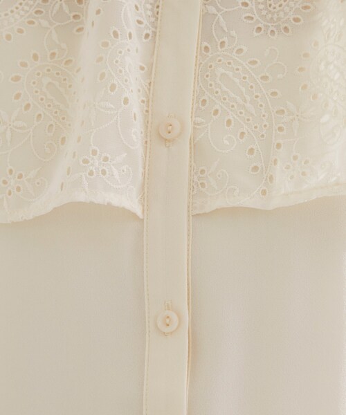 grove（グローブ）の「透け感と刺繍で魅せる　ペイズリー刺繍ケープブラウス（シャツ/ブラウス・レディース・アイボリー/ブルー系その他/ボルドー/ブラック・02/03/01/05/04）」の15枚目の写真
