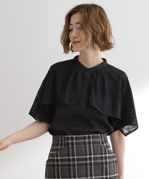 grove（グローブ）の「透け感と刺繍で魅せる　ペイズリー刺繍ケープブラウス（シャツ/ブラウス・レディース・アイボリー/ブルー系その他/ボルドー/ブラック・02/03/01/05/04）」の16枚目の写真