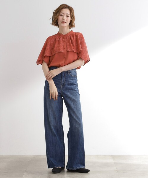 grove（グローブ）の「透け感と刺繍で魅せる　ペイズリー刺繍ケープブラウス（シャツ/ブラウス・レディース・アイボリー/ブルー系その他/ボルドー/ブラック・02/03/01/05/04）」の22枚目の写真