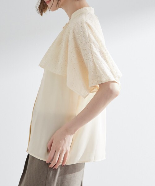 grove（グローブ）の「透け感と刺繍で魅せる　ペイズリー刺繍ケープブラウス（シャツ/ブラウス・レディース・アイボリー/ブルー系その他/ボルドー/ブラック・02/03/01/05/04）」の9枚目の写真