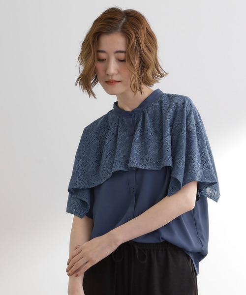 超美品｜完売品 ソフトツイルケープブラウス(初期素材) BLACK FORMAL ソフトダブルジョーゼット ケープ風ブラウス