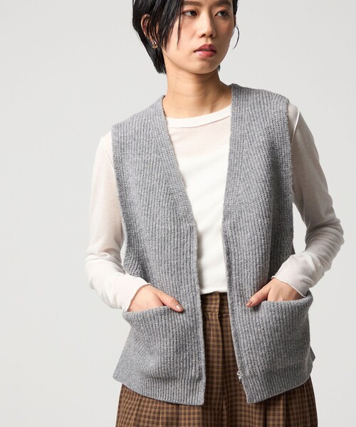 CITEN（シテン）の「＜CITEN＞エッセンシャルニットベスト（ベスト・レディース・ワイン/ネイビー/グレー系・FREE）」の2枚目の写真