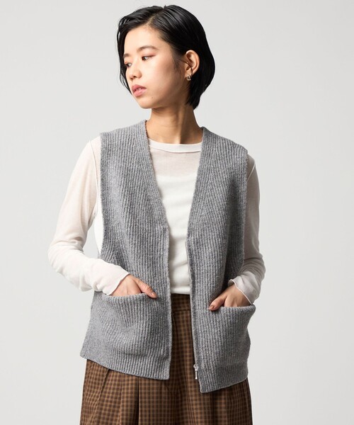 CITEN（シテン）の「＜CITEN＞エッセンシャルニットベスト（ベスト・レディース・ワイン/ネイビー/グレー系・FREE）」の4枚目の写真