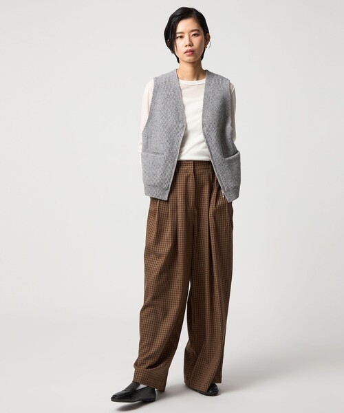 CITEN（シテン）の「＜CITEN＞エッセンシャルニットベスト（ベスト・レディース・ワイン/ネイビー/グレー系・FREE）」の5枚目の写真