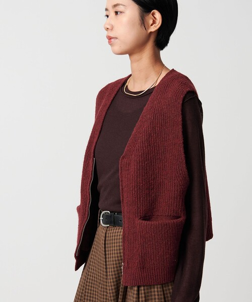 CITEN（シテン）の「＜CITEN＞エッセンシャルニットベスト（ベスト・レディース・ワイン/ネイビー/グレー系・FREE）」の6枚目の写真