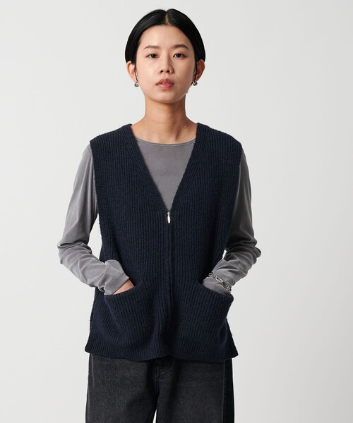 CITEN（シテン）の「＜CITEN＞エッセンシャルニットベスト（ベスト・レディース・ワイン/ネイビー/グレー系・FREE）」の8枚目の写真
