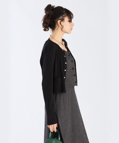 To b. by agnes b.(トゥービーバイアニエスベー)の「コットン リブ ジャージー カーディガン(カーディガン/ボレロ・レディース・ブラック・38/40)」の4枚目の写真