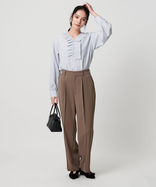セール】【WEB限定 Wardrobe DAILY MINIMAL】フリル Vネックブラウス