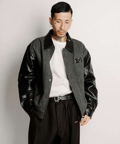 Subciety（サブサエティ）の「Tweed and faux leather blouson（ブルゾン・メンズ・ブラック/ブラウン・SMALL/MEDIUM/X-LARGE/LARGE）」の12枚目の写真