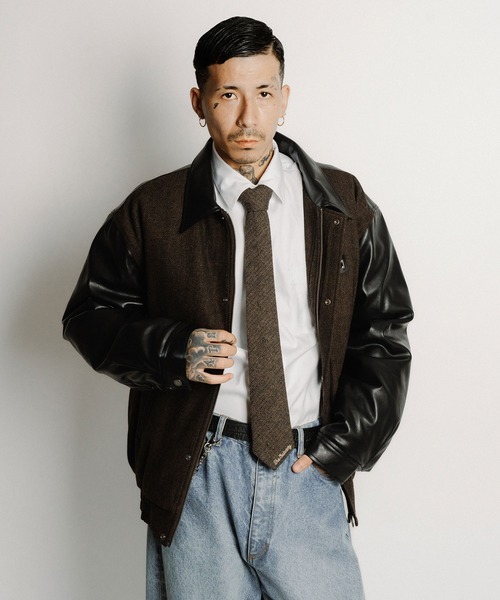 Subciety（サブサエティ）の「Tweed and faux leather blouson（ブルゾン・メンズ・ブラック/ブラウン・SMALL/MEDIUM/X-LARGE/LARGE）」の4枚目の写真