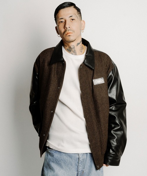 Subciety（サブサエティ）の「Tweed and faux leather blouson（ブルゾン・メンズ・ブラック/ブラウン・SMALL/MEDIUM/X-LARGE/LARGE）」の6枚目の写真