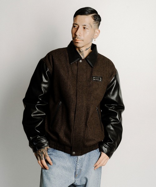 Subciety（サブサエティ）の「Tweed and faux leather blouson（ブルゾン・メンズ・ブラック/ブラウン・SMALL/MEDIUM/X-LARGE/LARGE）」の7枚目の写真