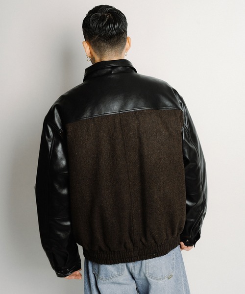 Subciety（サブサエティ）の「Tweed and faux leather blouson（ブルゾン・メンズ・ブラック/ブラウン・SMALL/MEDIUM/X-LARGE/LARGE）」の14枚目の写真