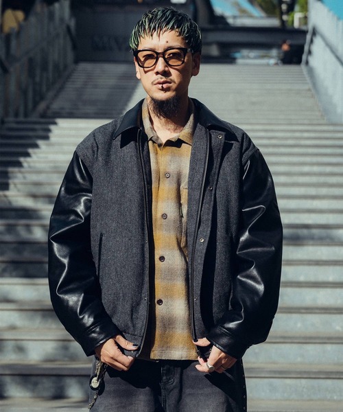 Subciety（サブサエティ）の「Tweed and faux leather blouson（ブルゾン・メンズ・ブラック/ブラウン・SMALL/MEDIUM/X-LARGE/LARGE）」の18枚目の写真