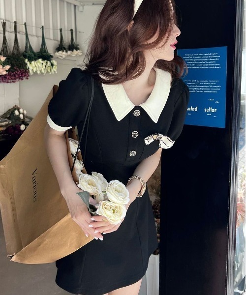 COMON＋（コモンプラス）の「ストレッチ涼感素材 ショート丈ワンピース（ワンピース・レディース・ブラック・M/L）」の10枚目の写真