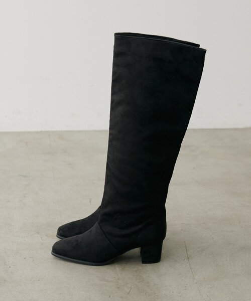 natural couture(ナチュラルクチュール)の「スウェードロングブーツ(ブーツ・レディース・モカ/ブラック・MEDIUM/LARGE)」の20枚目の写真